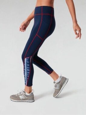 Tuckernuck Navy & Amer-ikat Flex Compression Leggings Women's Medium High Rise